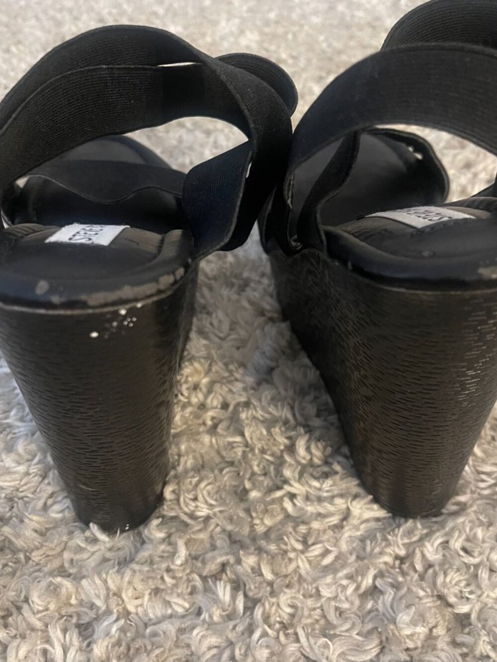 Steve Madden Stina Black Platform Wedge Sandals Size 9.5 - Picture 7 of 8